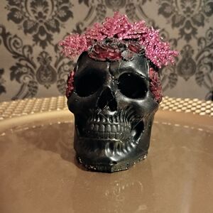 Black Skull with Pink Accents